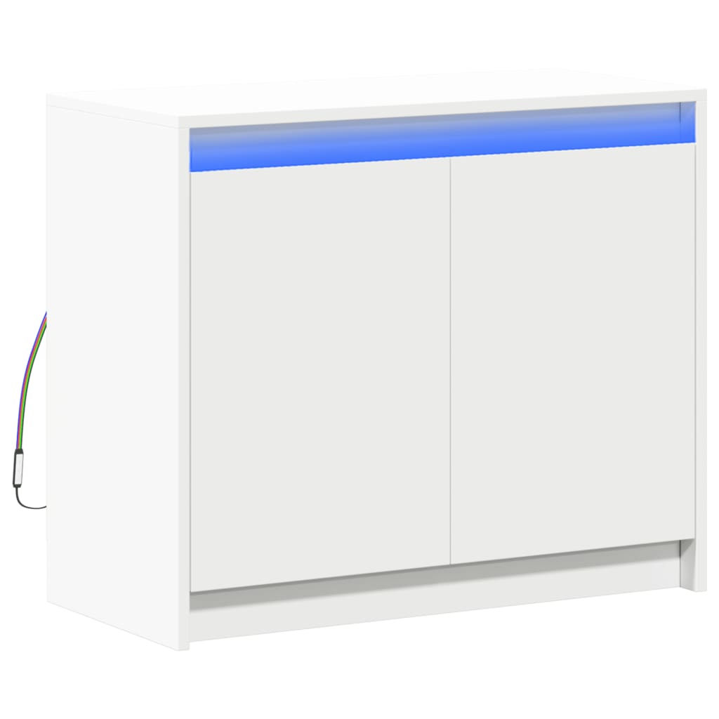 Credenza con LED Bianca 72x34x61 cm in Legno Multistrato