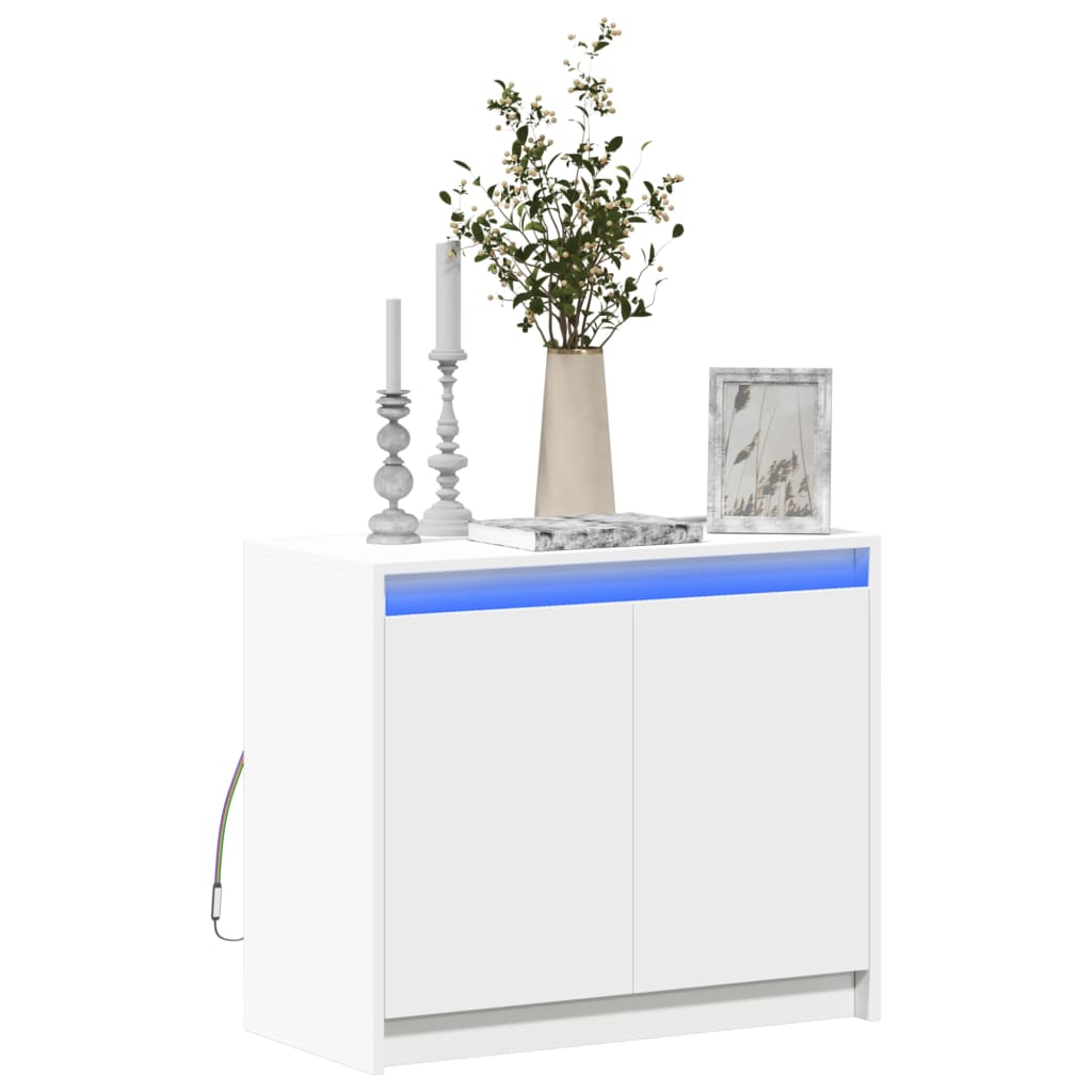 Credenza con LED Bianca 72x34x61 cm in Legno Multistrato
