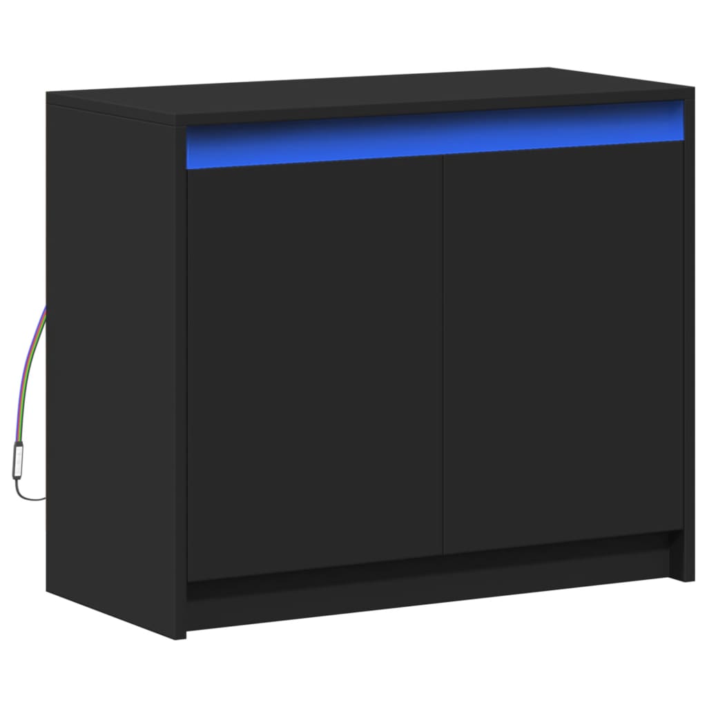 Credenza con LED Nera 72x34x61 cm in Legno Multistrato
