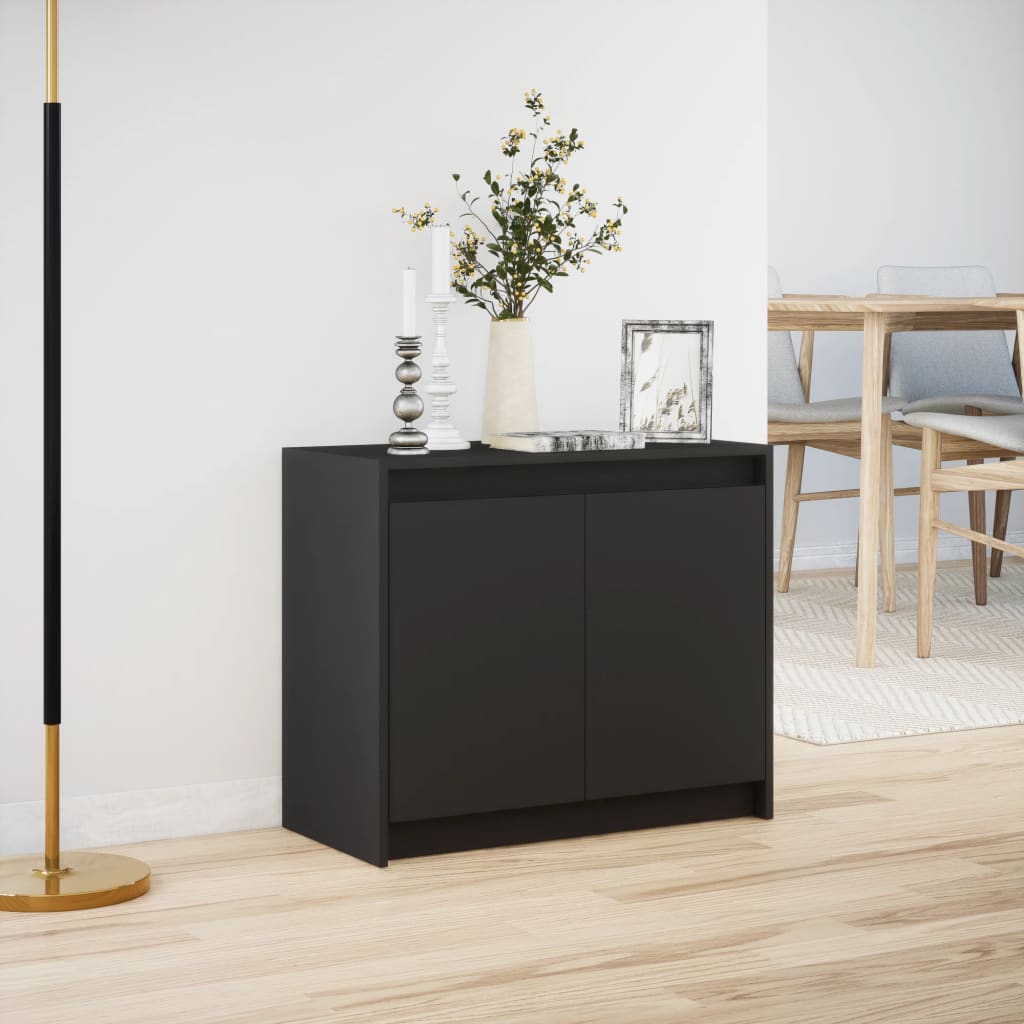 Credenza con LED Nera 72x34x61 cm in Legno Multistrato