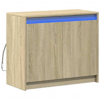 Credenza con LED Rovere Sonoma 72x34x61 cm in Legno Multistrato