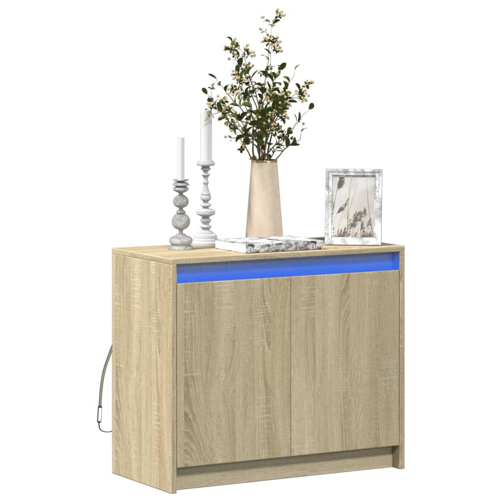 Credenza con LED Rovere Sonoma 72x34x61 cm in Legno Multistrato