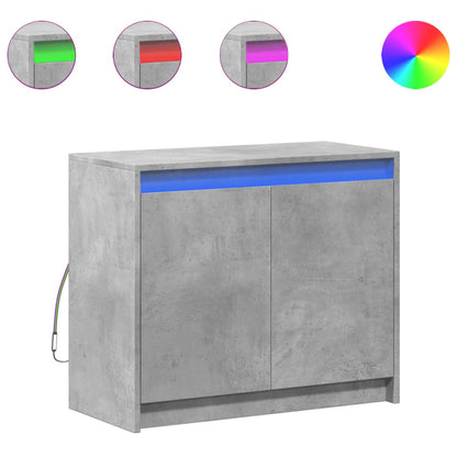 Credenza con LED Grigio Cemento 72x34x61 cm Legno Multistrato