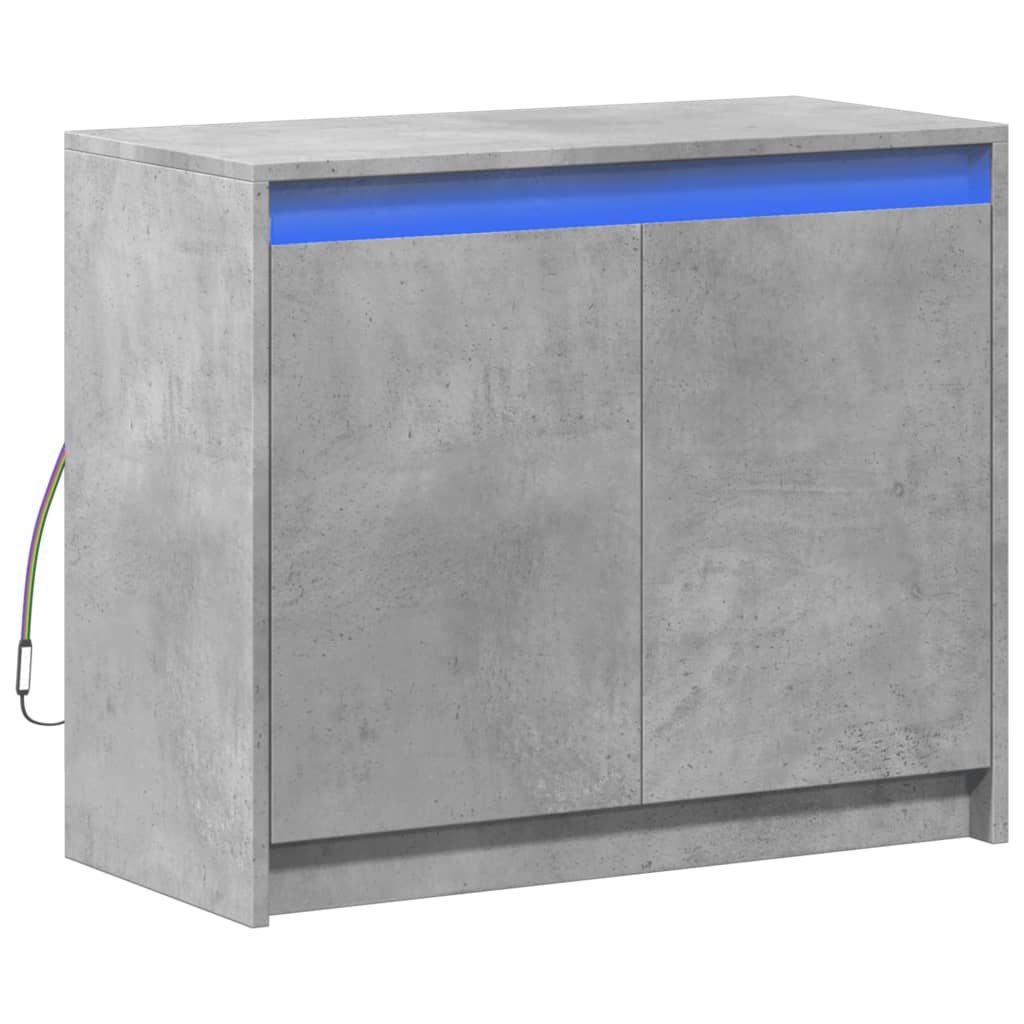 Credenza con LED Grigio Cemento 72x34x61 cm Legno Multistrato