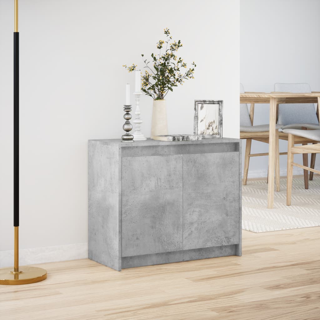 Credenza con LED Grigio Cemento 72x34x61 cm Legno Multistrato