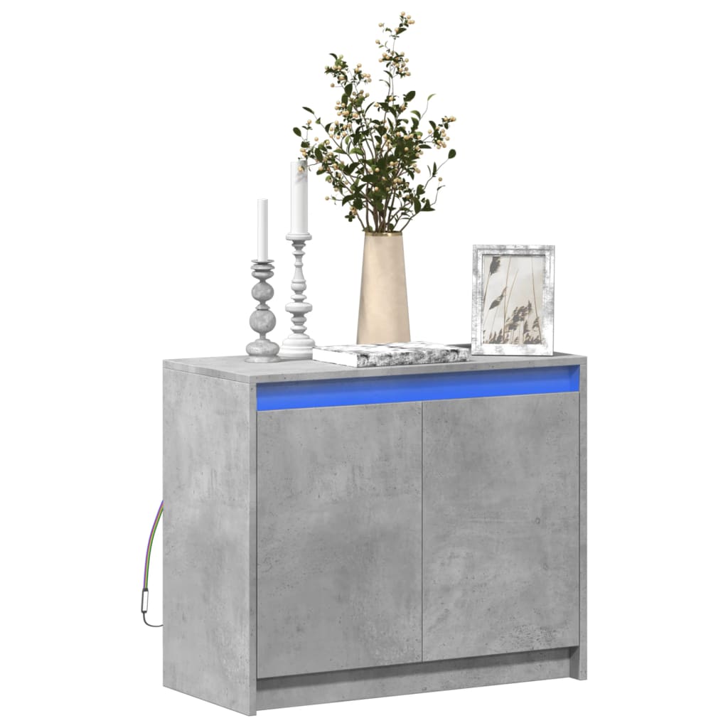 Credenza con LED Grigio Cemento 72x34x61 cm Legno Multistrato