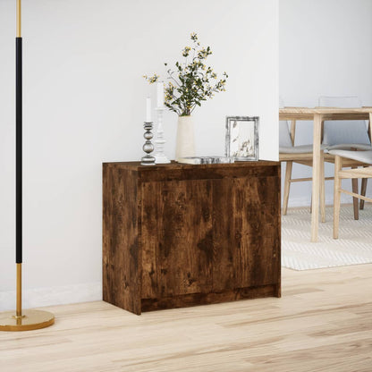 Credenza con LED Rovere Fumo 72x34x61 cm in Legno Multistrato