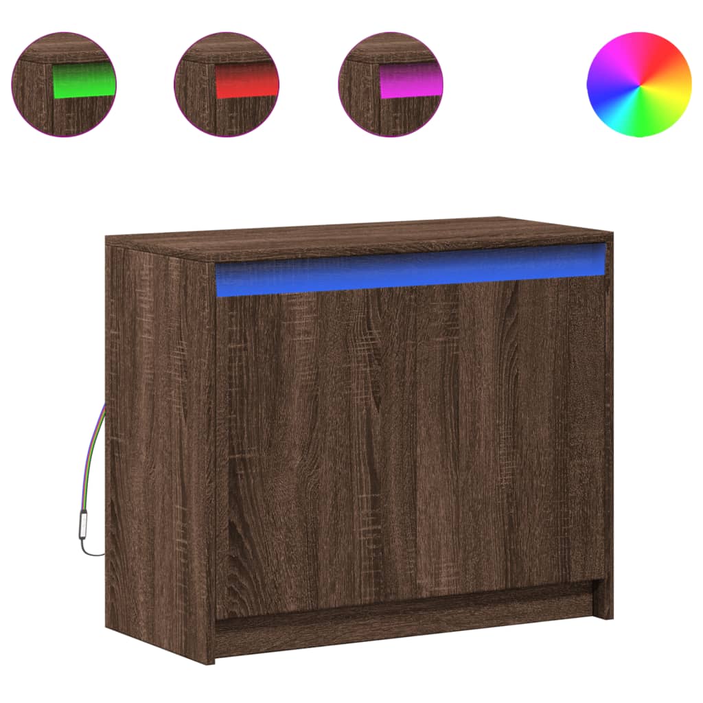 Credenza con LED Rovere Marrone 72x34x61 cm Legno Multistrato