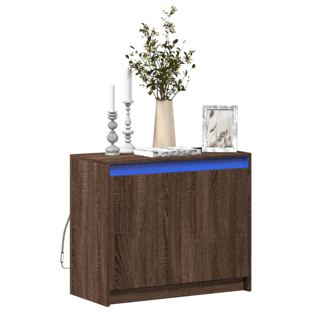 Credenza con LED Rovere Marrone 72x34x61 cm Legno Multistrato