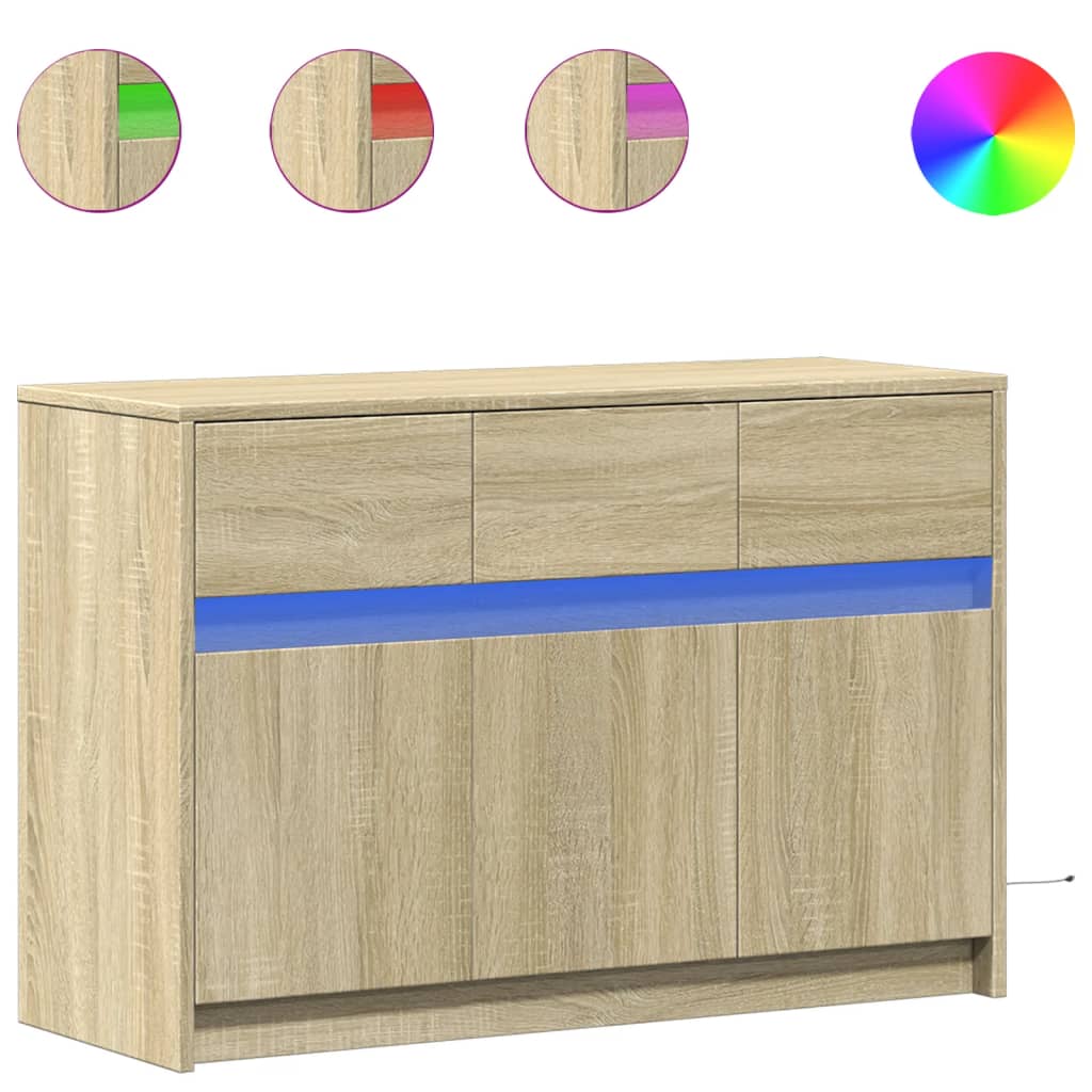 Mobile Porta TV con LED Rovere Sonoma 91x34x61 cm in Truciolato