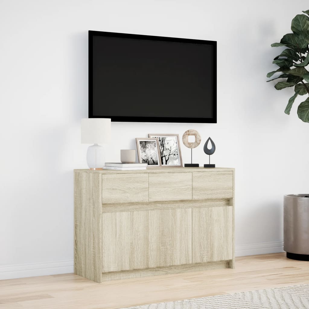 Mobile Porta TV con LED Rovere Sonoma 91x34x61 cm in Truciolato