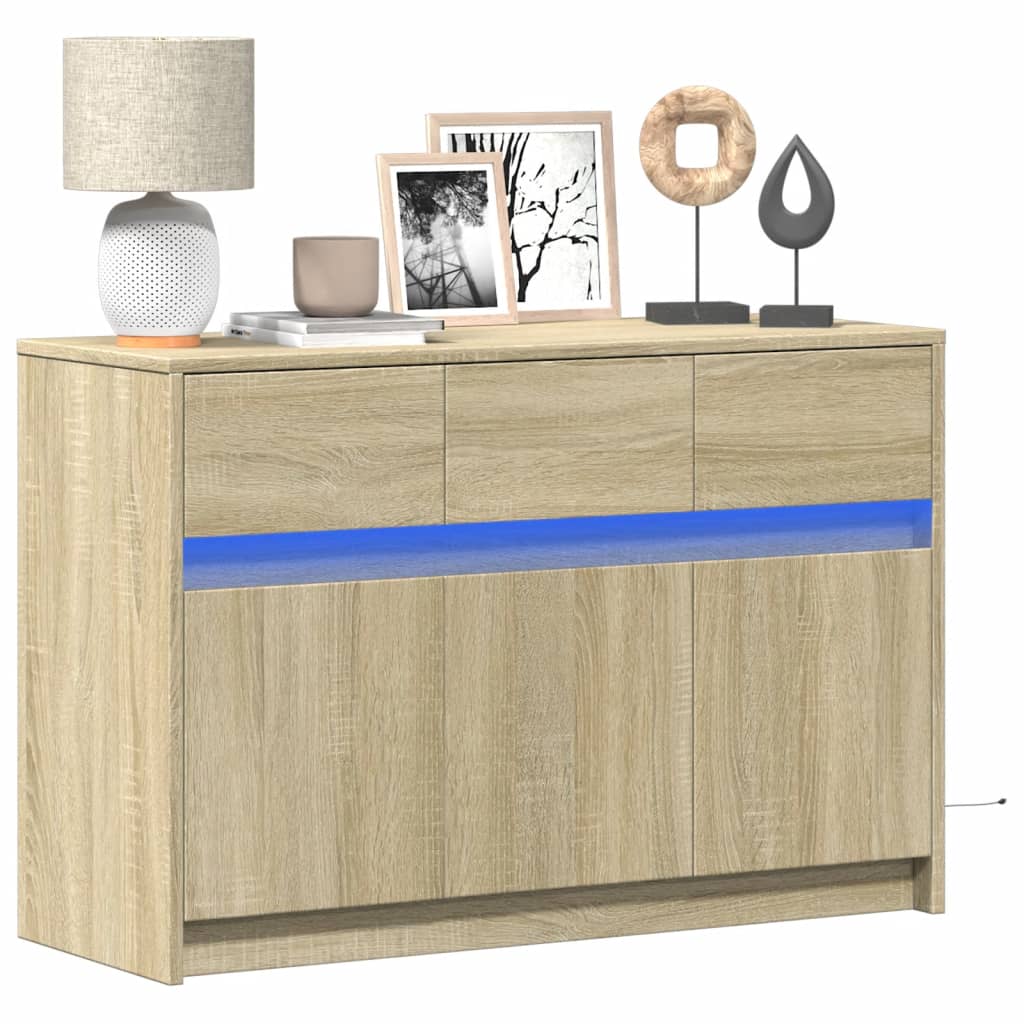 Mobile Porta TV con LED Rovere Sonoma 91x34x61 cm in Truciolato