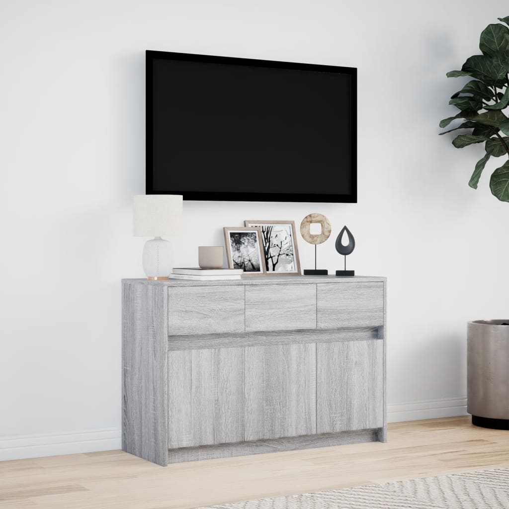 Mobile Porta TV con LED Grigio Sonoma 91x34x61 cm in Truciolato