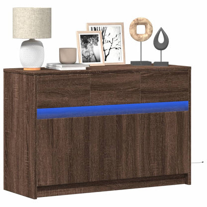 Mobile Porta TV con LED Rovere Marrone 91x34x61 cm Truciolato