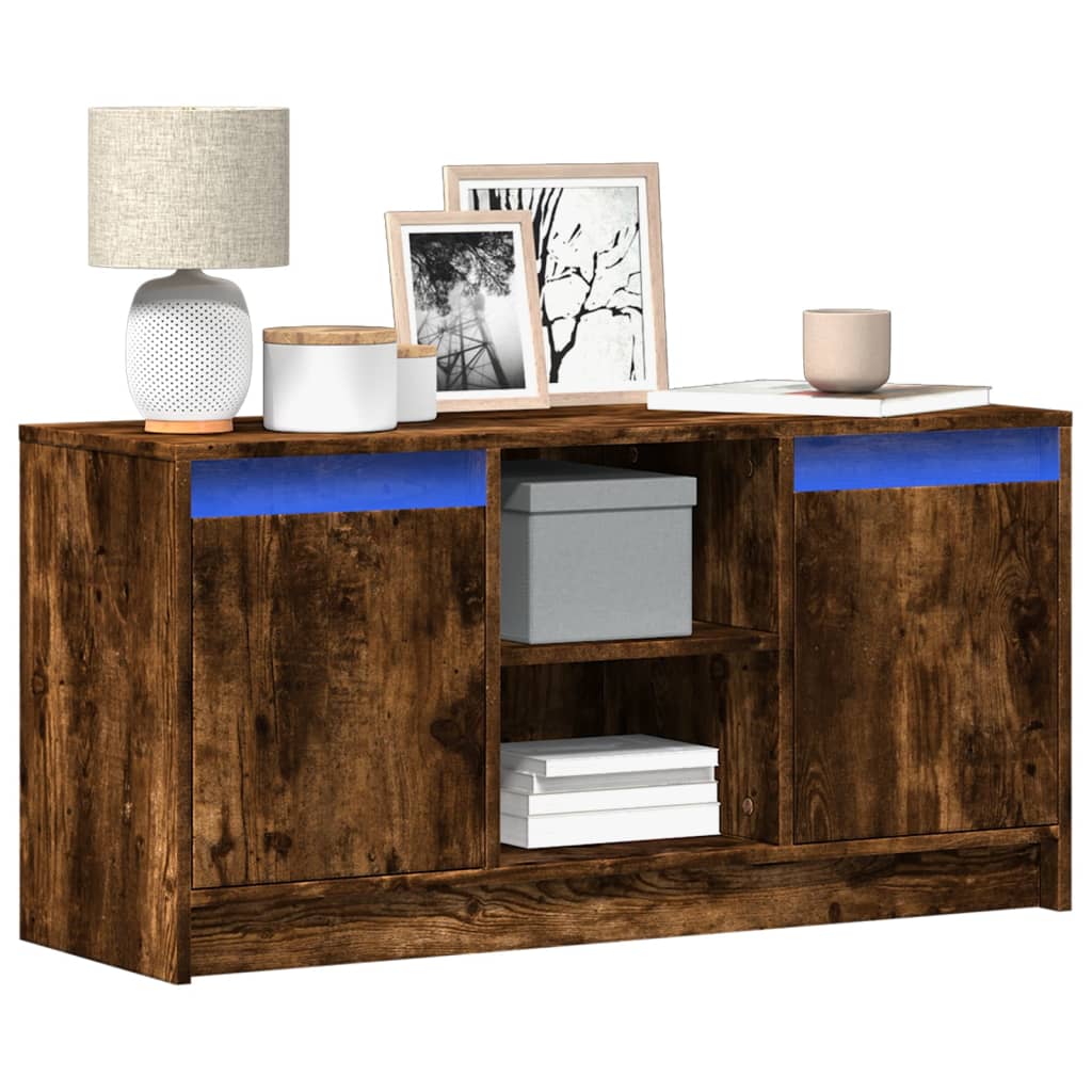 Mobile Porta TV con LED Rovere Fumo 100x34x50 cm in Truciolato