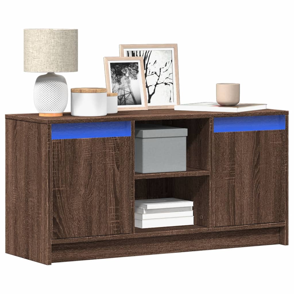 Mobile Porta TV con LED Rovere Marrone 100x34x50 cm Truciolato