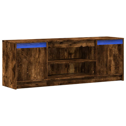 Mobile Porta TV con LED Rovere Fumo 139,5x34x50cm in Truciolato
