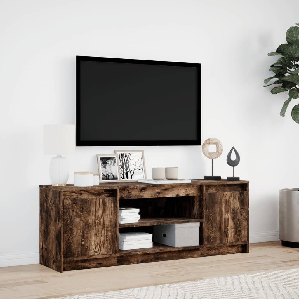Mobile Porta TV con LED Rovere Fumo 139,5x34x50cm in Truciolato