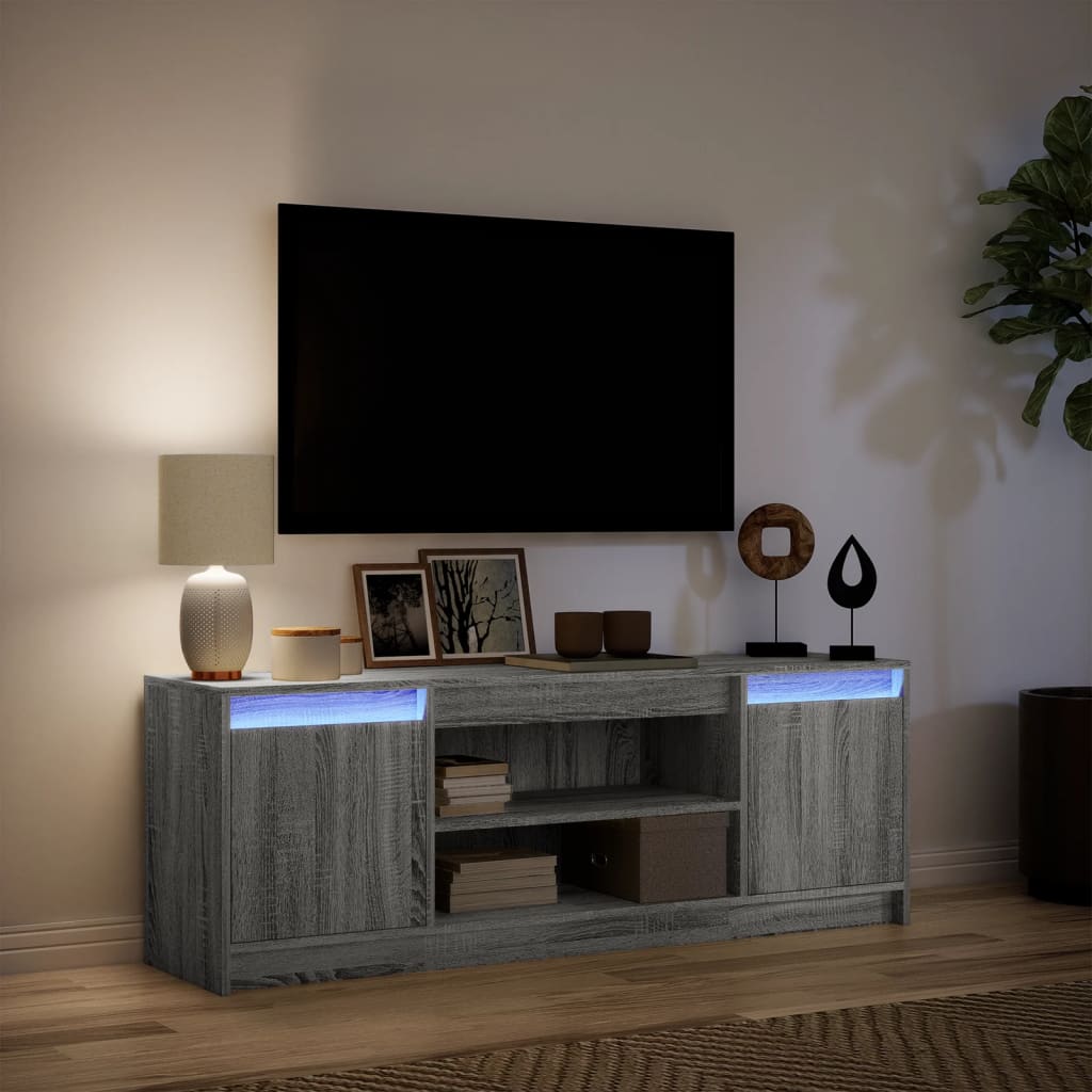 Mobile Porta TV con LED Grigio Sonoma 139,5x34x50 cm Truciolato