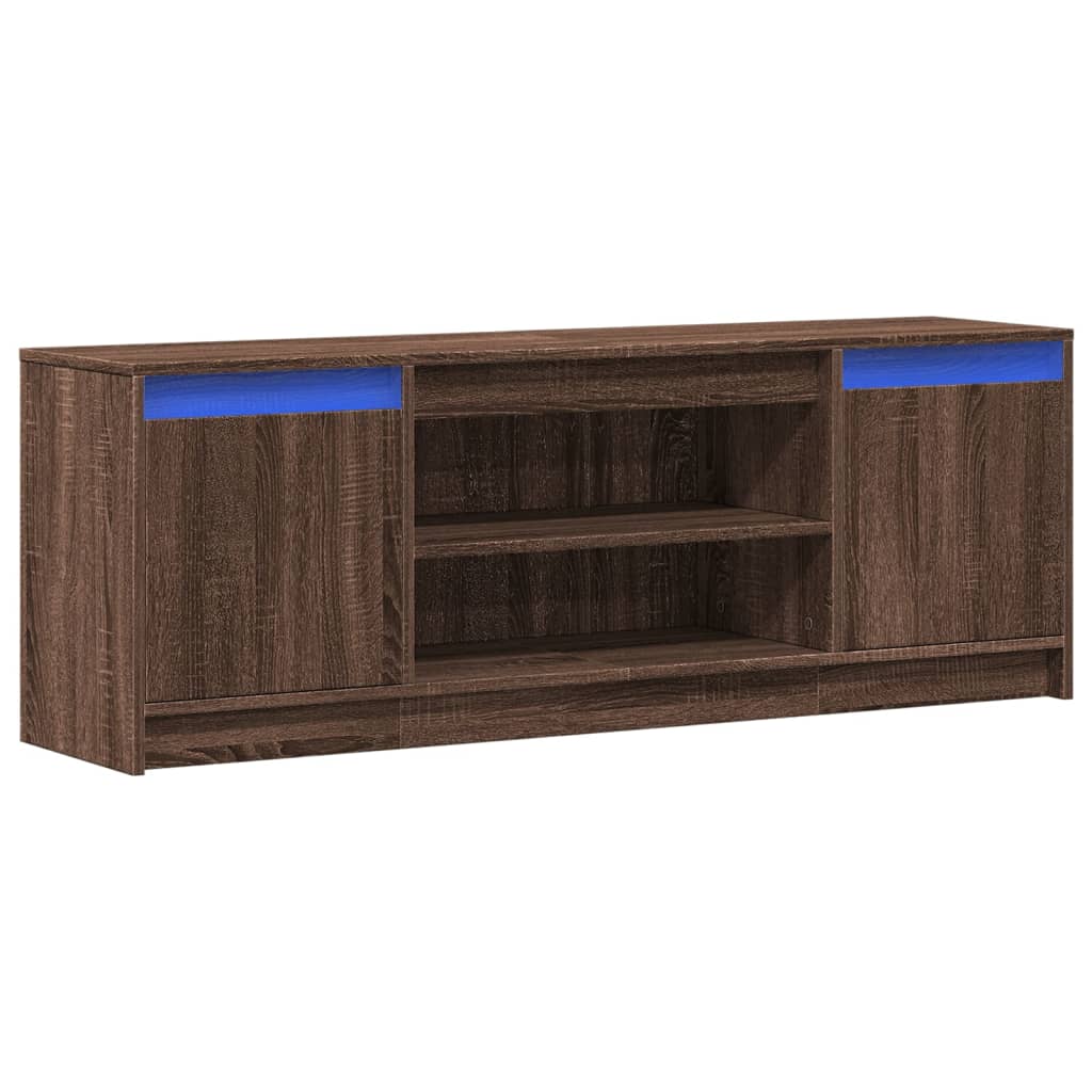 Mobile Porta TV con LED Rovere Marrone 139,5x34x50cm Truciolato