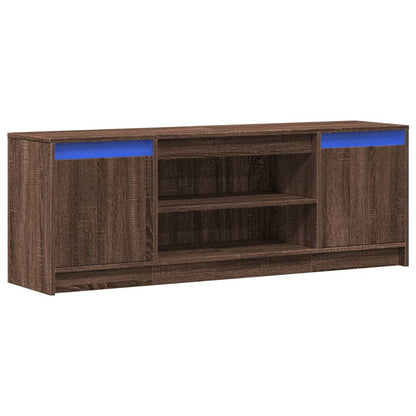 Mobile Porta TV con LED Rovere Marrone 139,5x34x50cm Truciolato