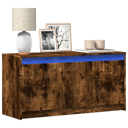 Mobile Porta TV con LED Rovere Fumo 100x34x50 cm in Truciolato