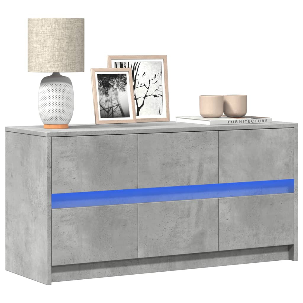 Mobile Porta TV con LED Grigio Cemento 100x34x50 cm Truciolato
