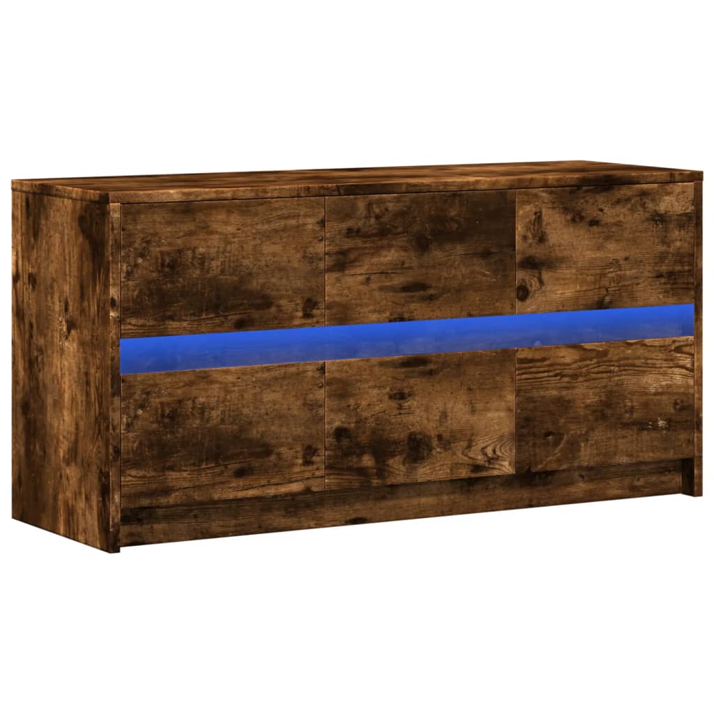 Mobile Porta TV con LED Rovere Fumo 100x34x50 cm in Truciolato