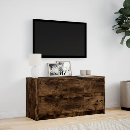 Mobile Porta TV con LED Rovere Fumo 100x34x50 cm in Truciolato