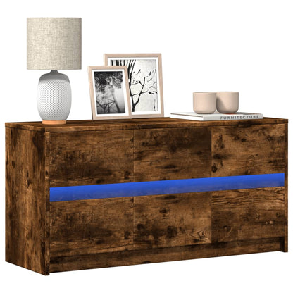 Mobile Porta TV con LED Rovere Fumo 100x34x50 cm in Truciolato