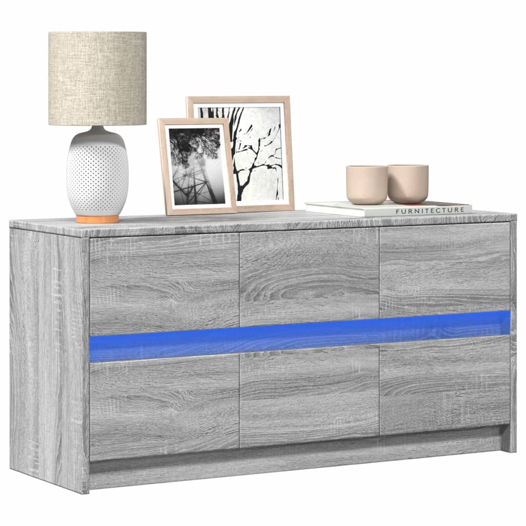 Mobile Porta TV con LED Grigio Sonoma 100x34x50cm in Truciolato
