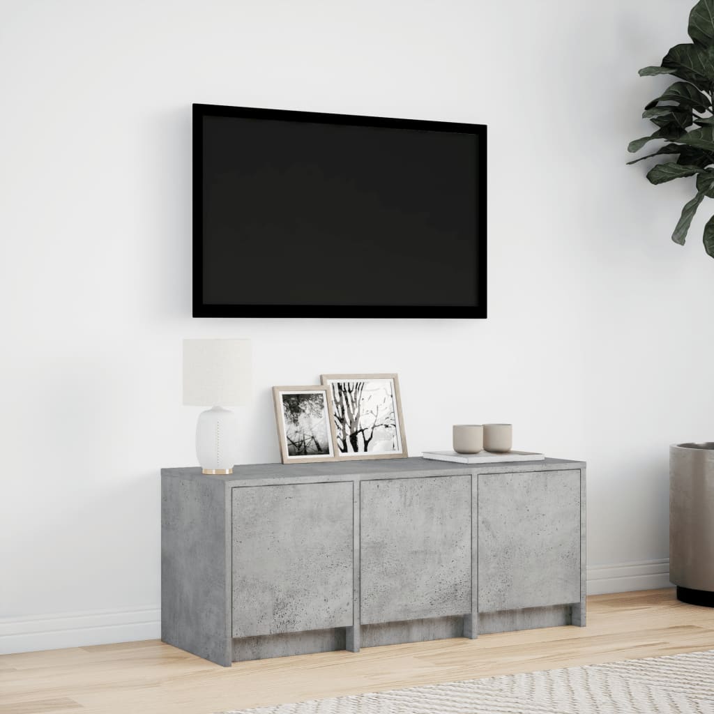 Mobile Porta TV con LED Grigio Cemento 97x34x40 cm Truciolato