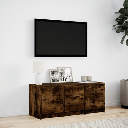 Mobile Porta TV con LED Rovere Fumo 97x34x40 cm in Truciolato