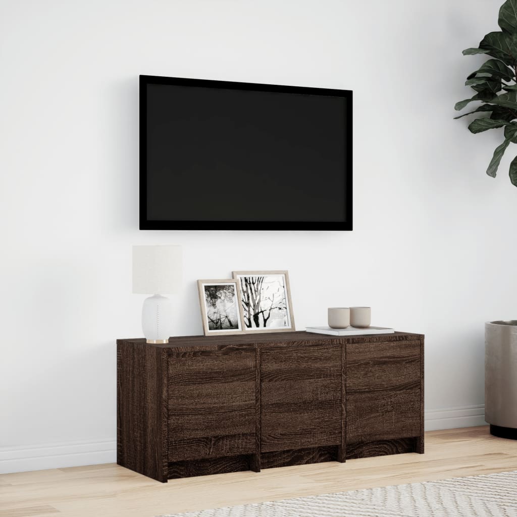 Mobile Porta TV con LED Rovere Marrone 97x34x40 cm Truciolato