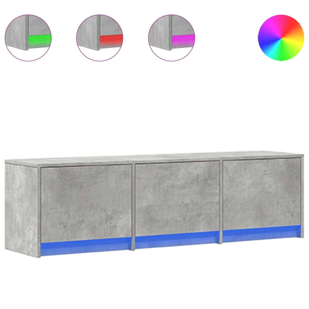 Mobile Porta TV con LED Grigio Cemento 140x34x40 cm Truciolato
