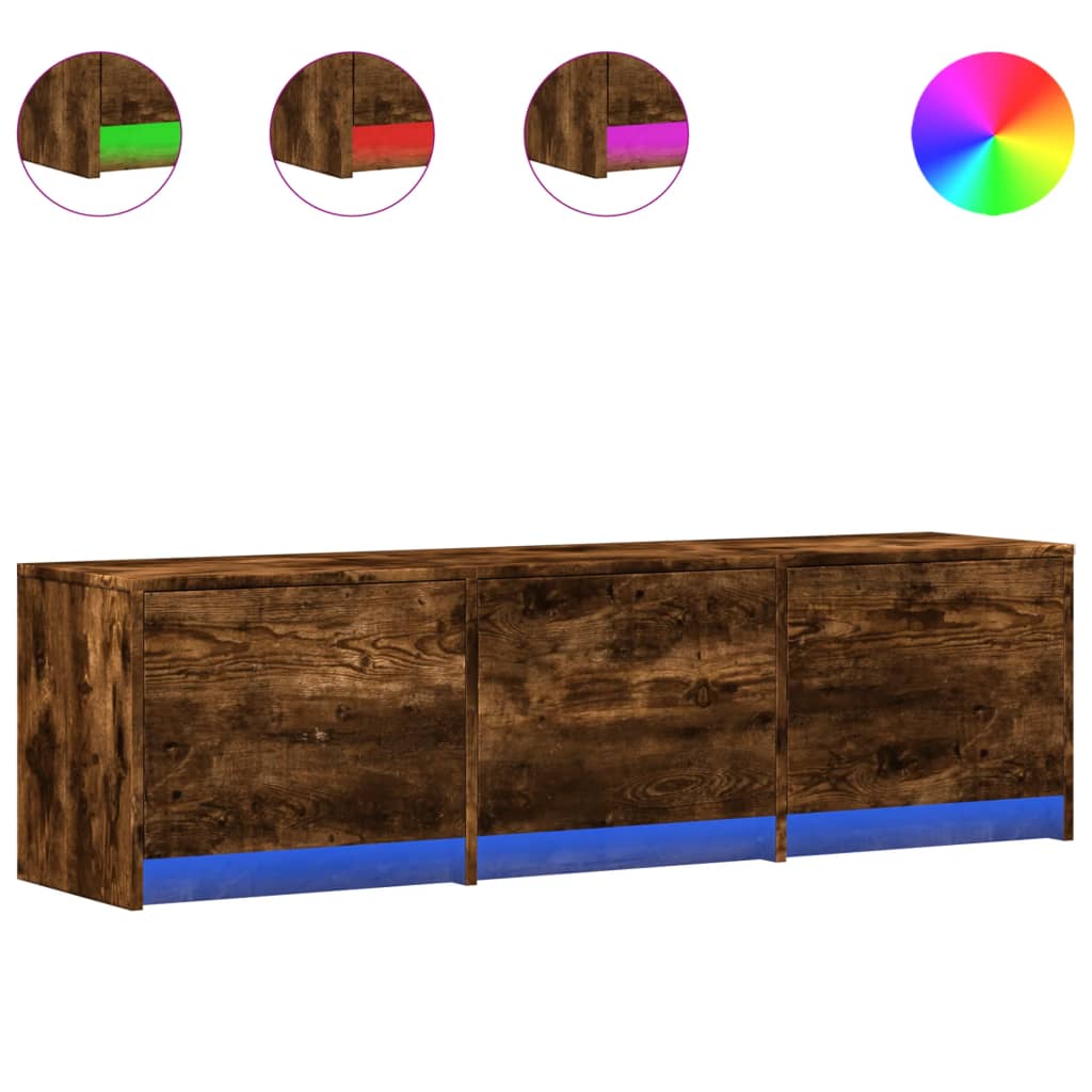 Mobile Porta TV con LED Rovere Fumo 140x34x40 cm in Truciolato