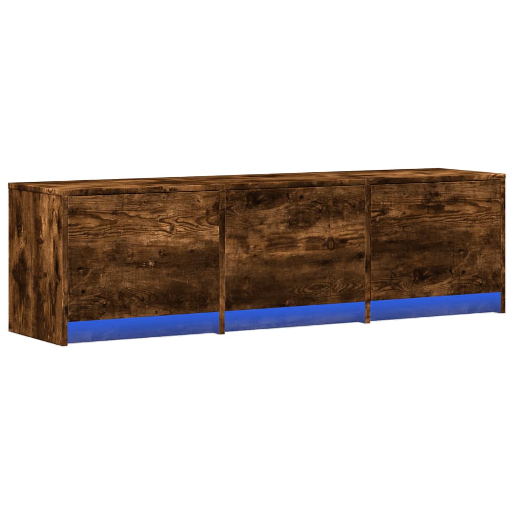 Mobile Porta TV con LED Rovere Fumo 140x34x40 cm in Truciolato