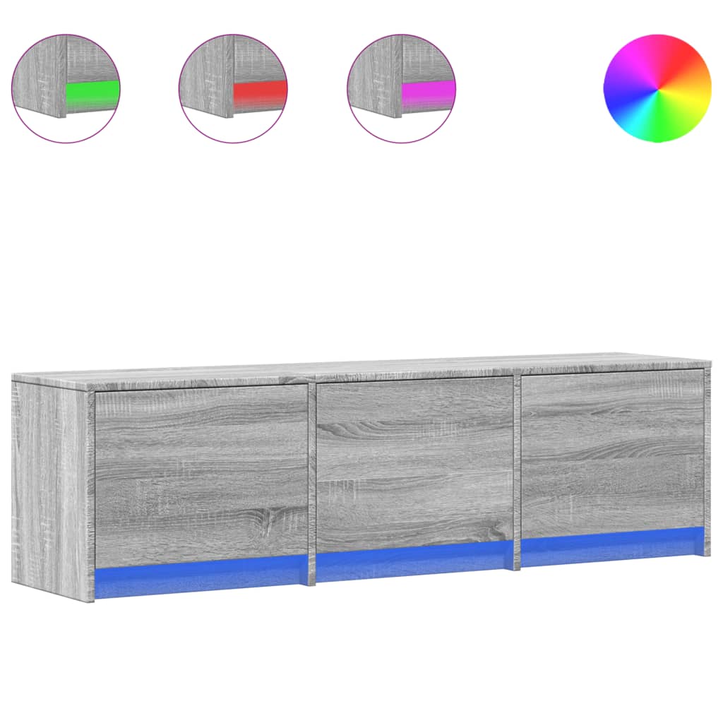 Mobile Porta TV con LED Grigio Sonoma 140x34x40cm in Truciolato