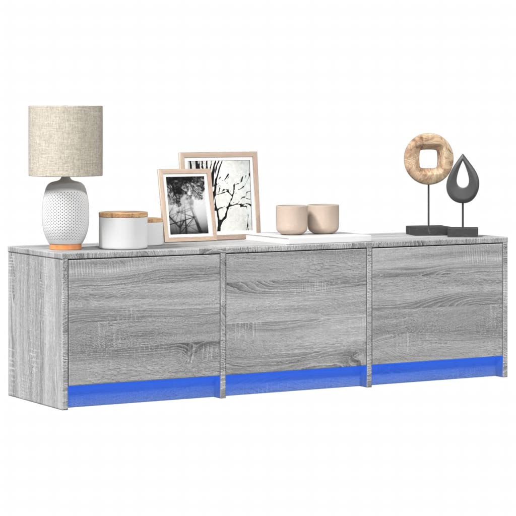Mobile Porta TV con LED Grigio Sonoma 140x34x40cm in Truciolato