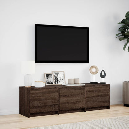 Mobile Porta TV con LED Rovere Marrone 140x34x40 cm Truciolato