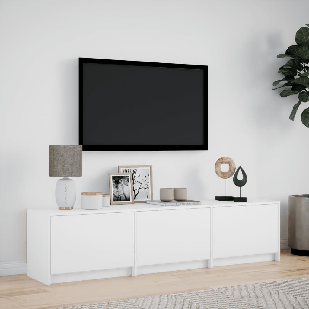 Mobile Porta TV con LED Bianco 165x34x40 cm in Truciolato