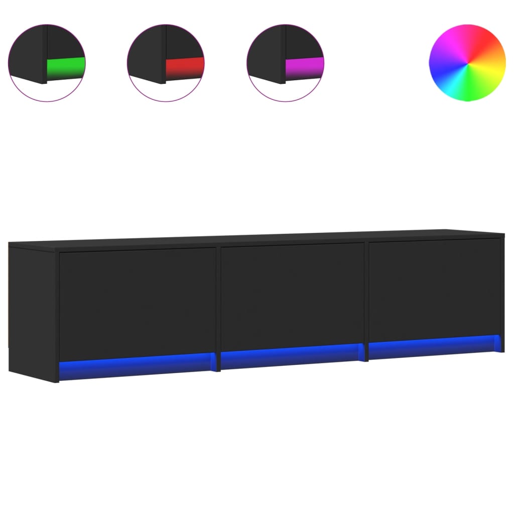 Mobile Porta TV con LED Nero 165x34x40 cm in Truciolato
