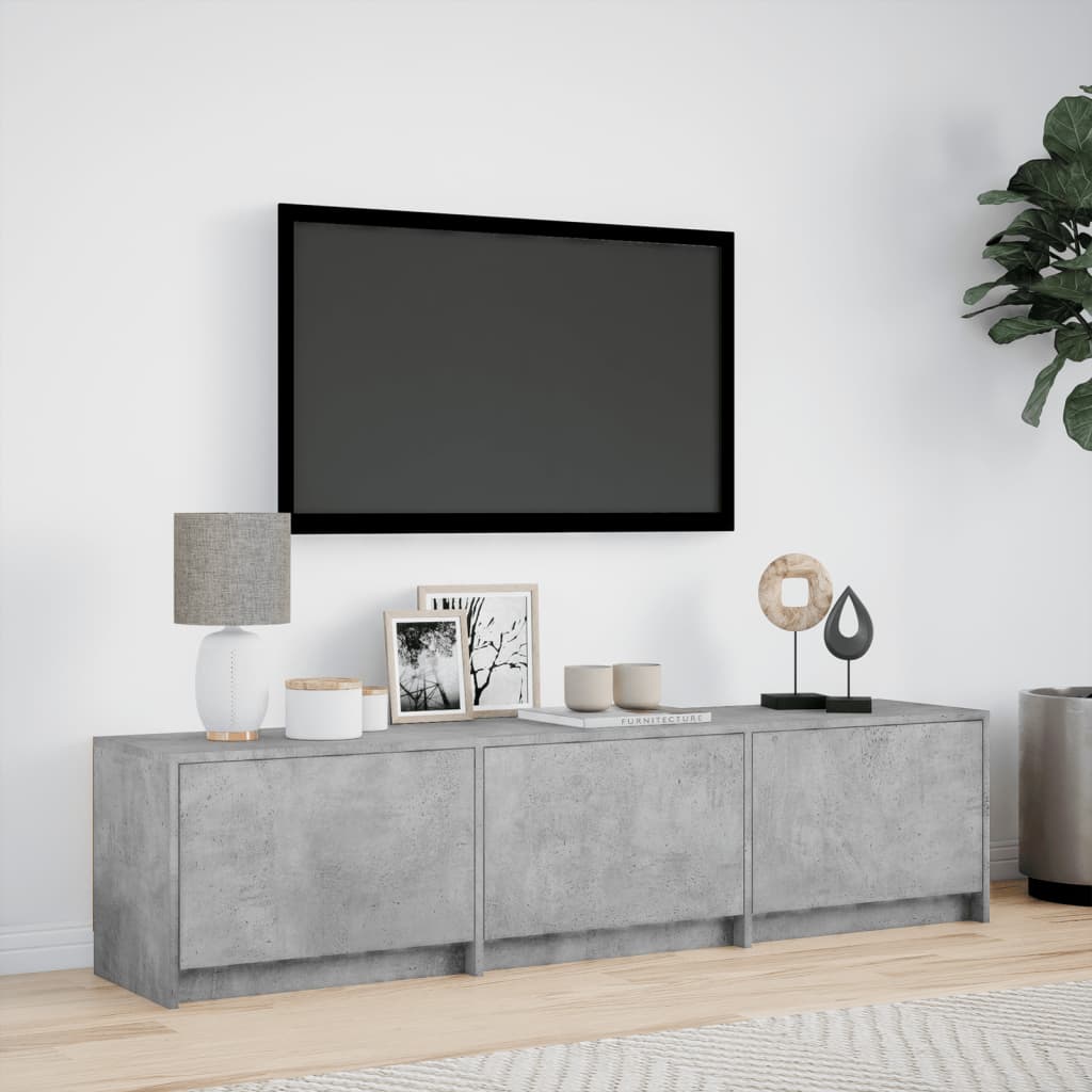 Mobile Porta TV con LED Grigio Cemento 165x34x40 cm Truciolato