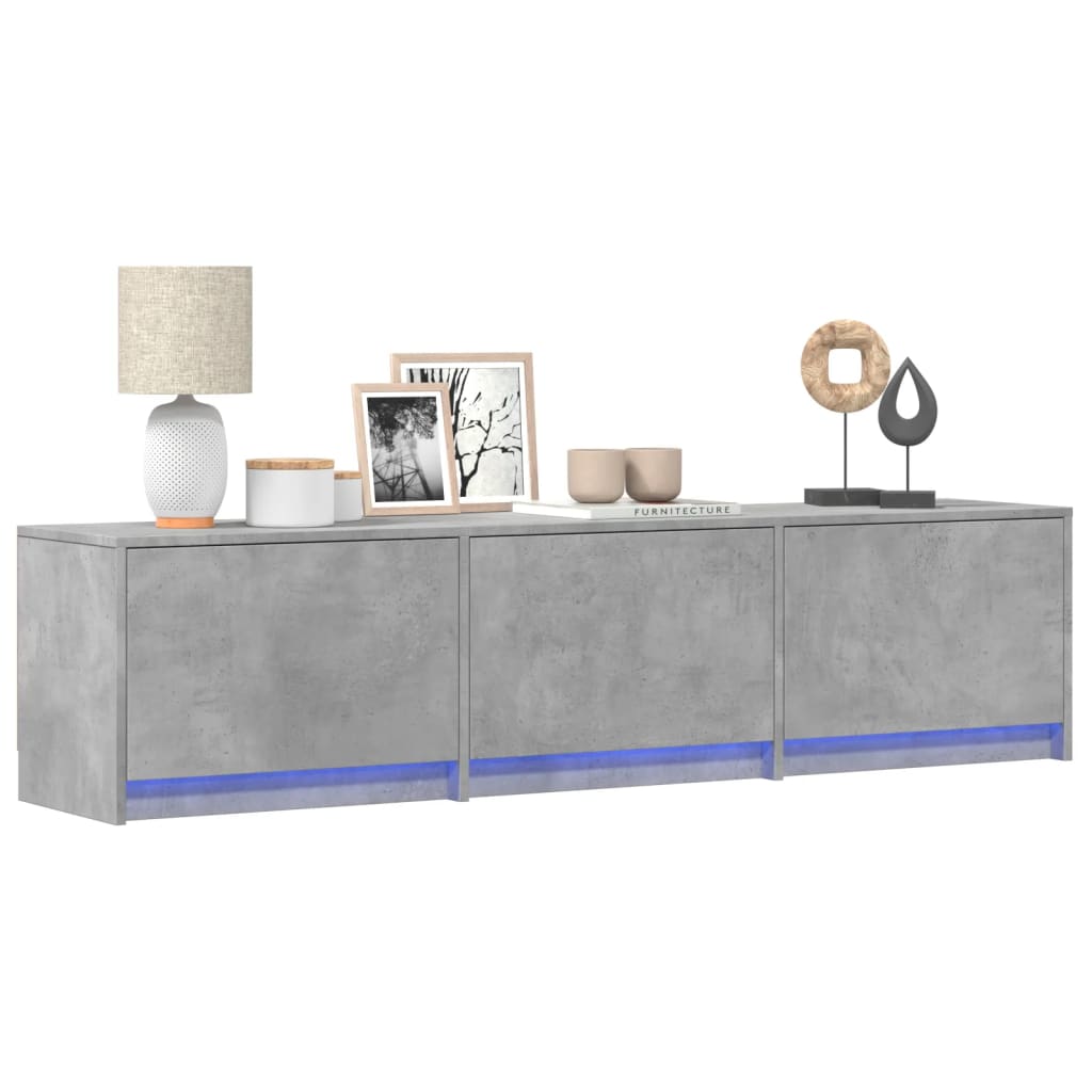 Mobile Porta TV con LED Grigio Cemento 165x34x40 cm Truciolato