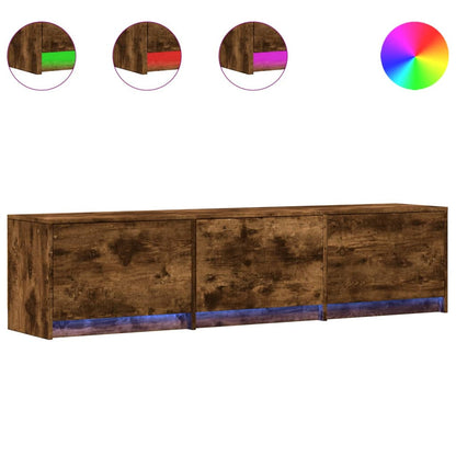 Mobile Porta TV con LED Rovere Fumo 165x34x40 cm in Truciolato