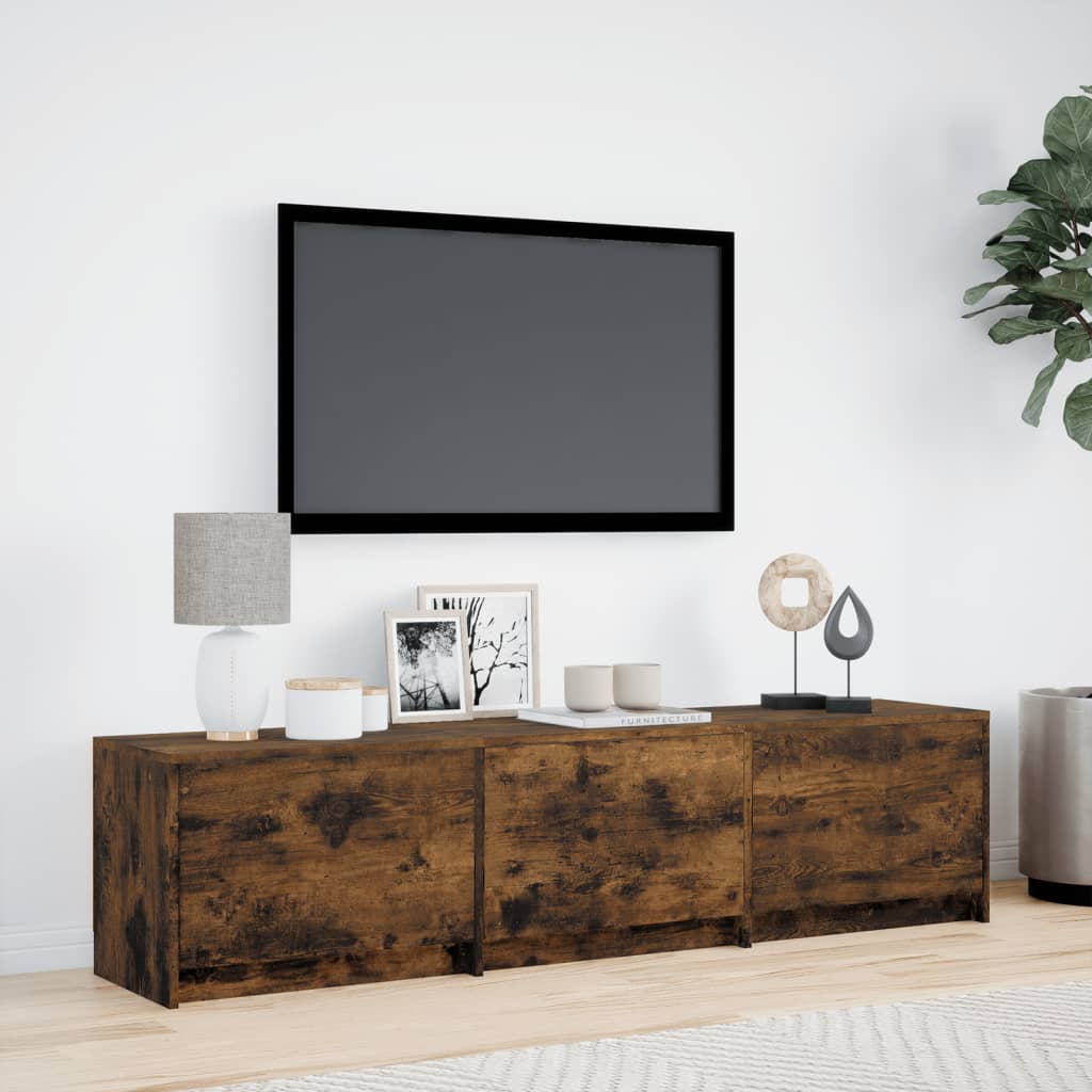 Mobile Porta TV con LED Rovere Fumo 165x34x40 cm in Truciolato
