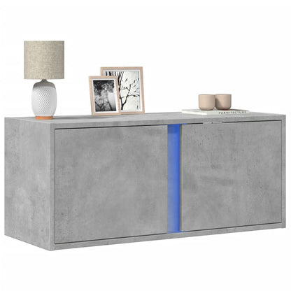 Mobile TV a Parete con Luci LED Grigio Cemento 80x31x35 cm