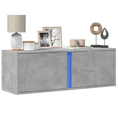Mobile TV a Parete con Luci LED Grigio Cemento 100x31x35 cm