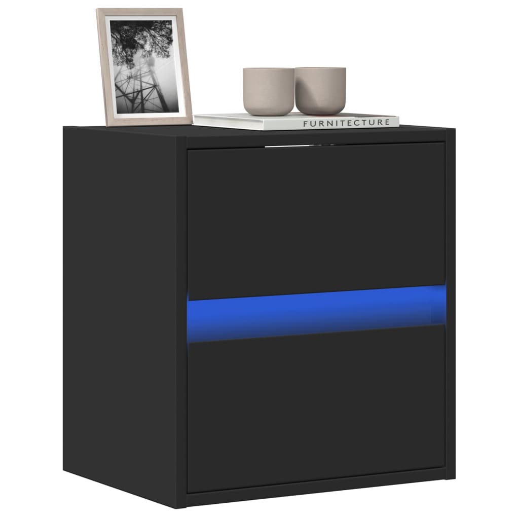 Mobile TV a Parete con Luci LED Nero 41x31x45 cm