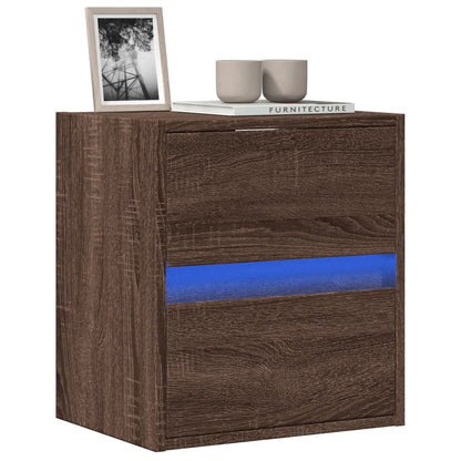 Mobile TV a Parete con Luci LED Rovere Marrone 41x31x45 cm